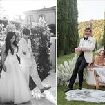 Collage of Lana Condor and Millie Bobby Brown's weddings, 2025 celebrity wedding trends