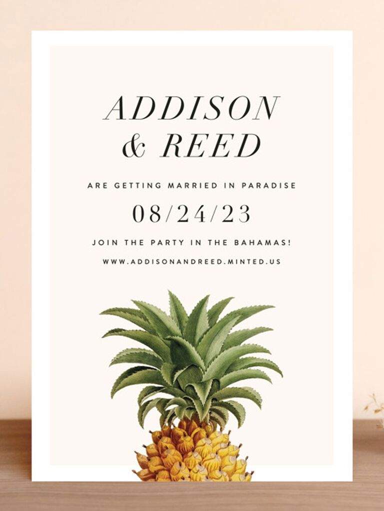 pineapple destination wedding save the date