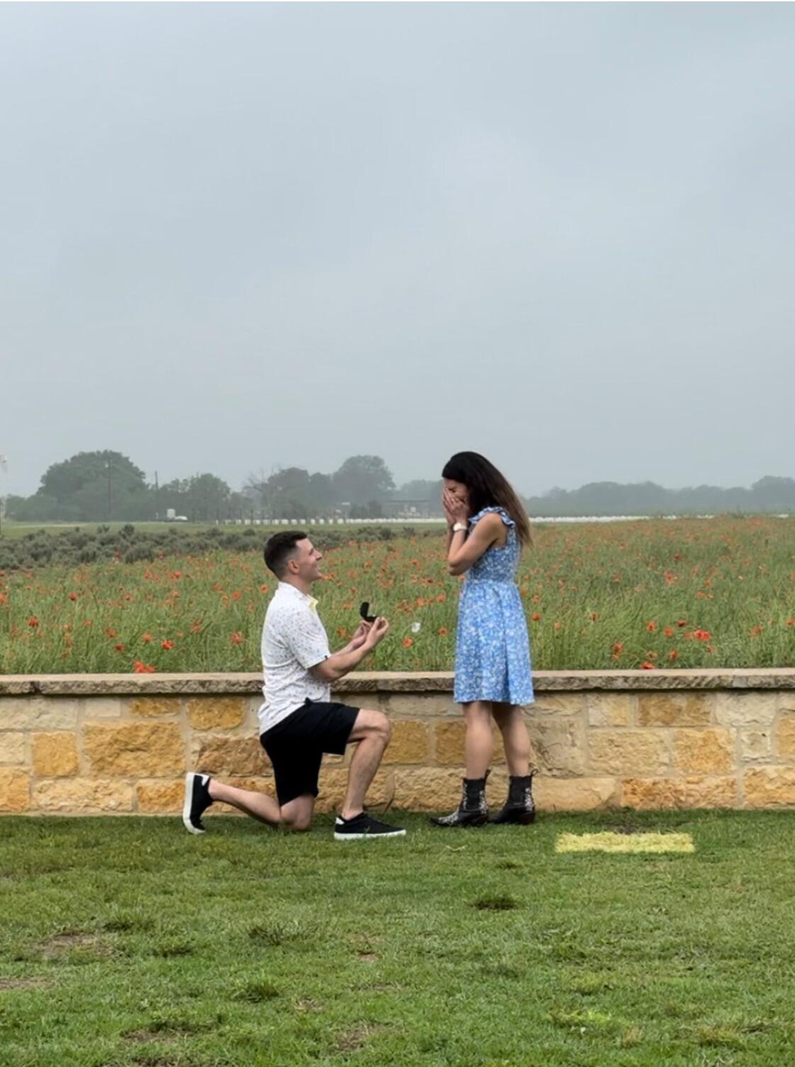 On 5.4.24, we got engaged at Becker Vineyards in Fredericksburg, TX. Fredericksburg has such special meaning to us, and it was a perfect day!  