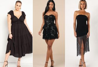 Three black bachelorette party dresses