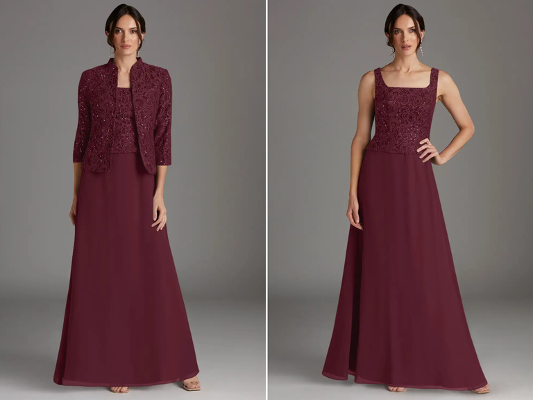 Cabernet sequin two piece grandmother of the bride dress from Azazie