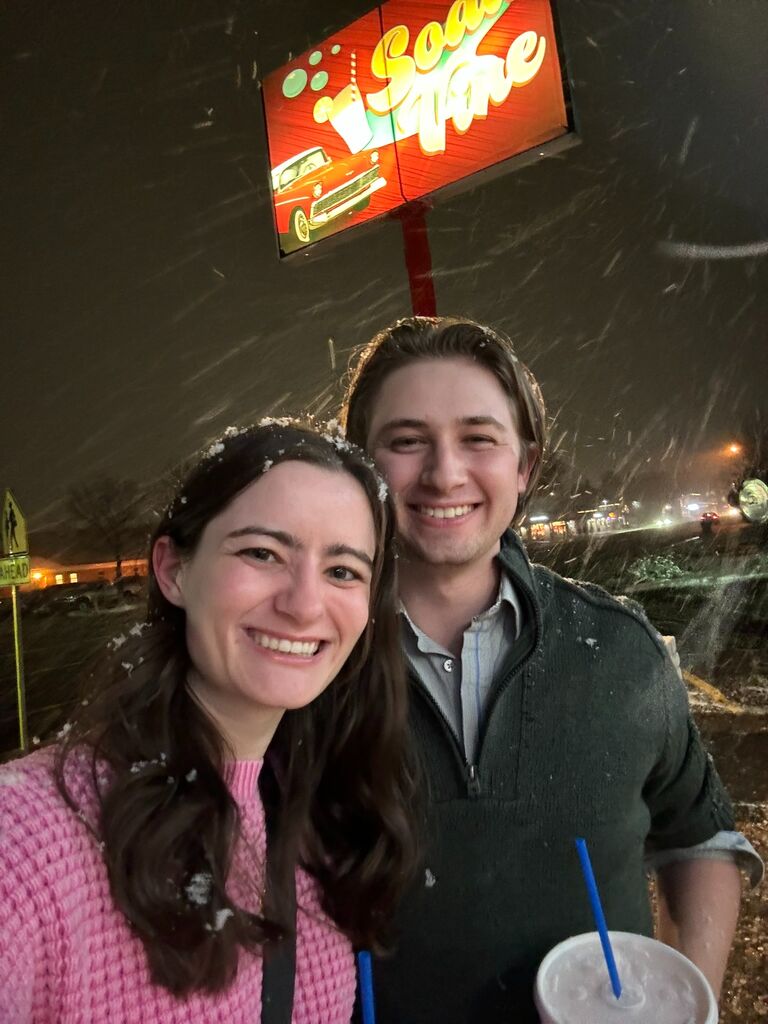 First Valentine's day, we decided to take a trip down memory lane and grab some sodas at the spot of our first date! We had to take a picture with the sign before they rebranded