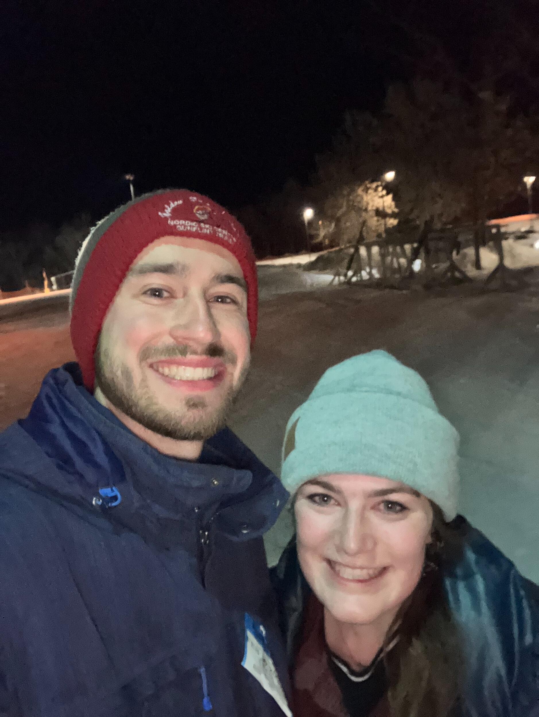 (Two Years Later) 
This was our third date together. We went cross-country skiing.  David asked Lily out to dinner two week prior after a game of broomball. I, (David), appreciated that Lily was willing to try something active and new to her. I, (Lily), liked that David was into different or active things, he was also patient with me as more time was spent in the snow than planned.