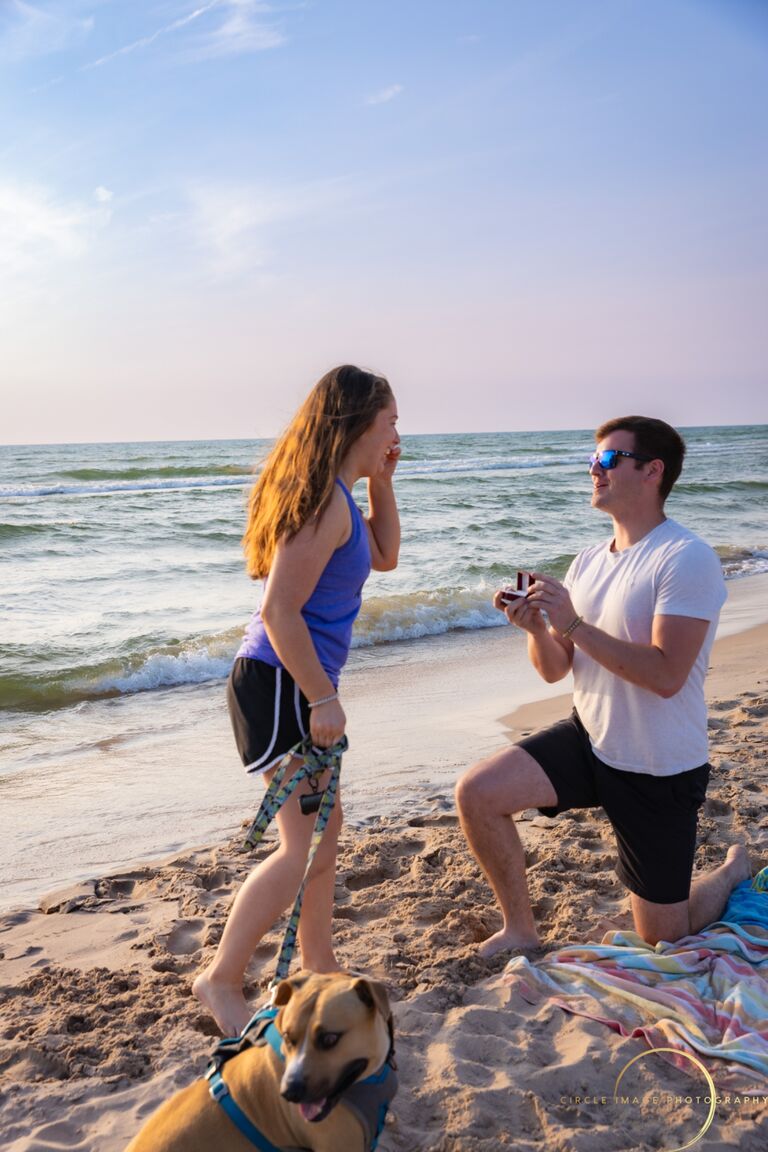 The day Daniel proposed!! We were in Silver Lake, MI on Lake Michigan. This has always been one of my favorite places, so it was a special place for a proposal. 