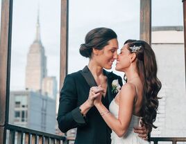 Two brides with medium-length hair