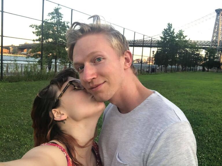 just enjoying NYC tossing the frisbee just the two of us on the river down the street from our apartment