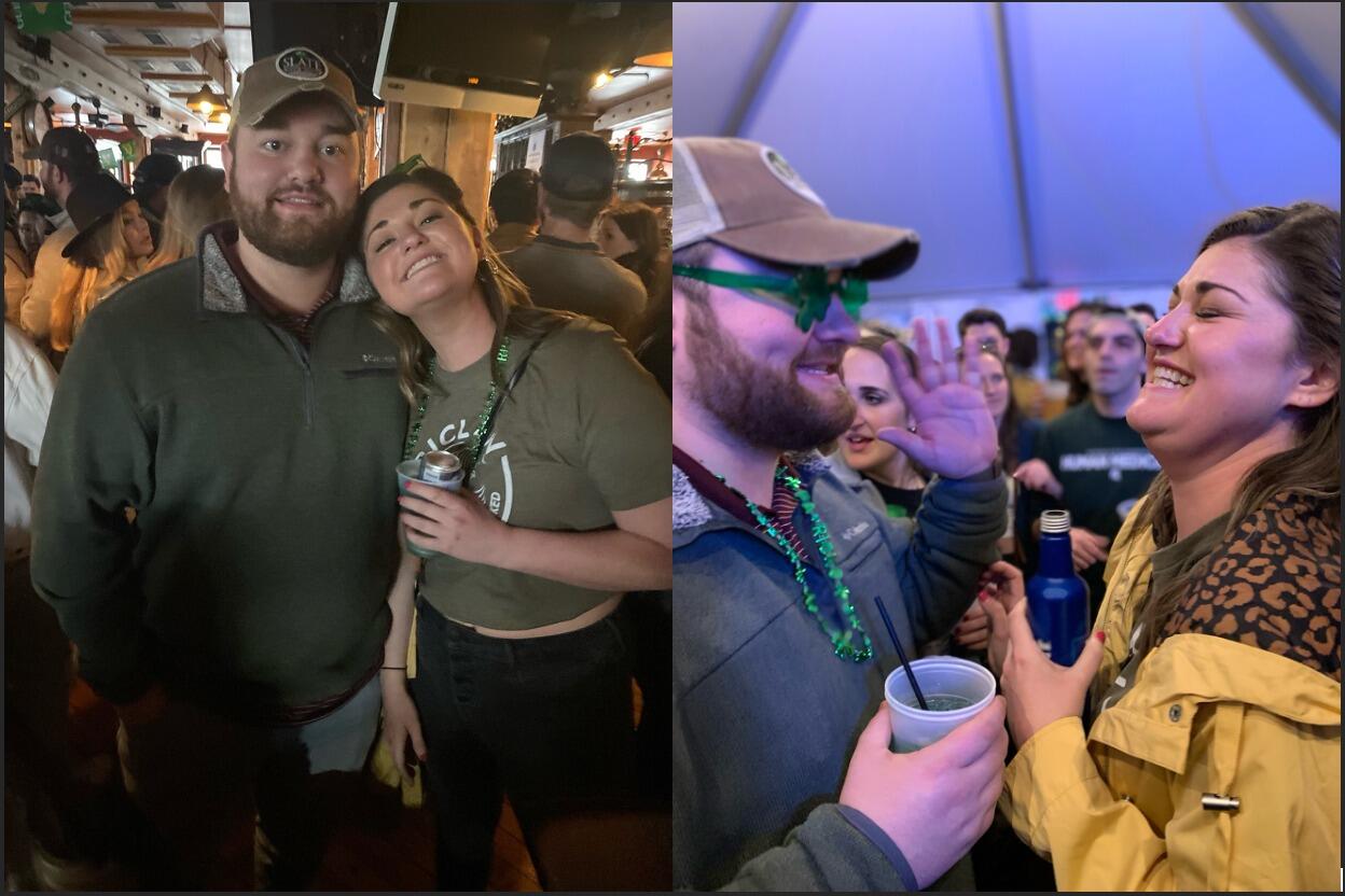The couple's first St. Patrick's Day together, little did they know 4 years later they would be getting married on St. Patrick's Day weekend, and how many memories they would make celebrating St. Patrick's Day over the years to come.