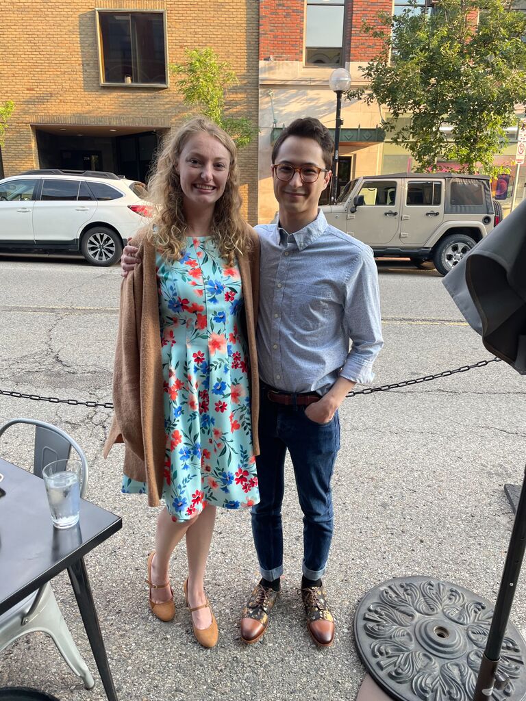 Ella and Adam and a dinner date, just 4 days before Adam proposed.