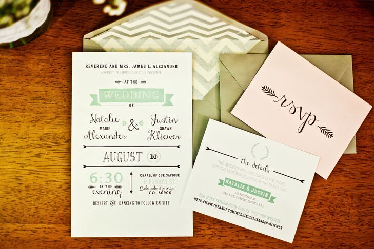 Diy Mint And White Wedding Invitation Suite