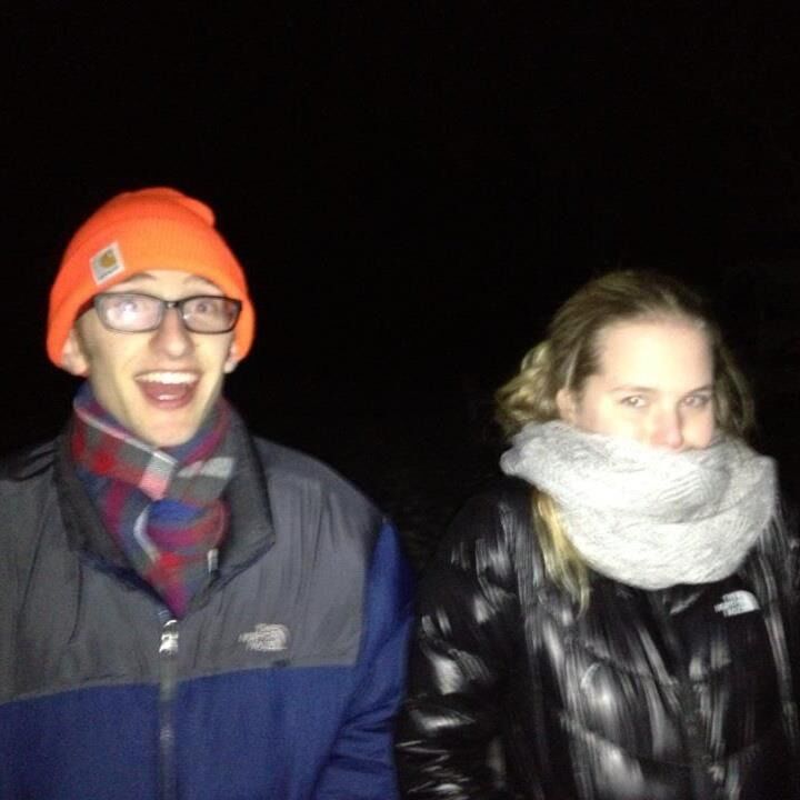 The first Thanksgiving Danielle and Ryan spent together was in Anchorage in 2012. Ryan forgot to pack clothes warm enough for watching the northern lights and had to borrow Danielle's father's oversized coat and very cool hat.