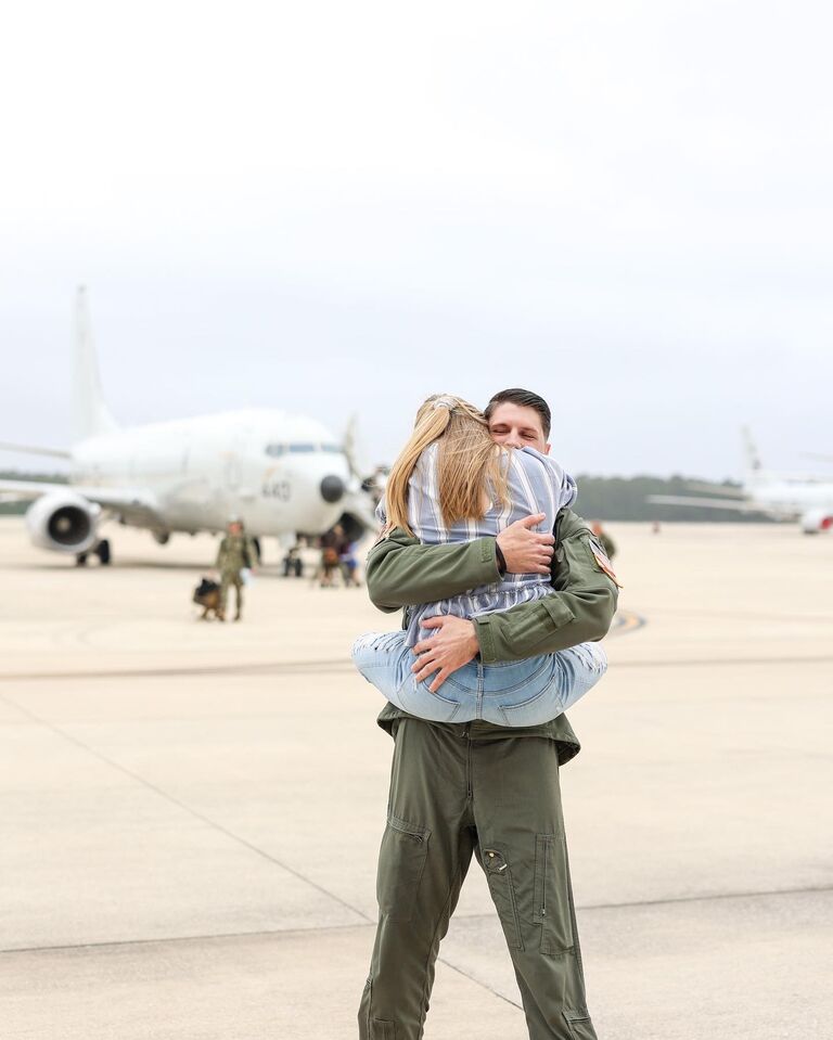 Well, we survived our first deployment! Kate was able to wait in our hangar on base while my plane descended. It's hard to put into words the feeling of seeing her after half a year of being apart, but this hug was the BEST!!