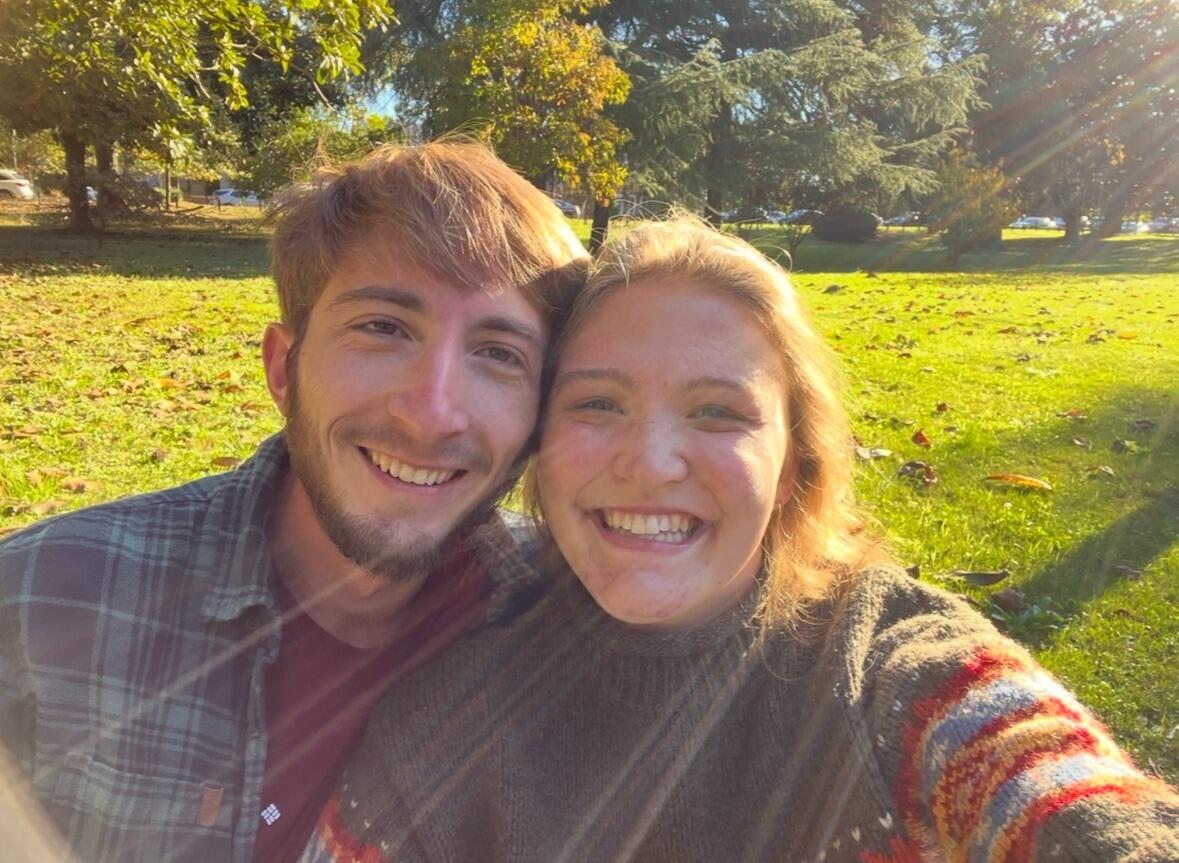One of our many picnic dates at Tatnall Square Park. This became a very special spot to us.