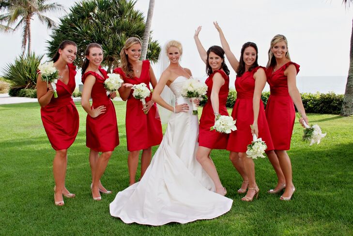 crimson red bridesmaid dresses