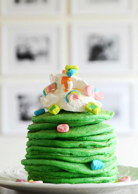 Green St. Patrick's Day Food - Lucky Charms Pancakes
