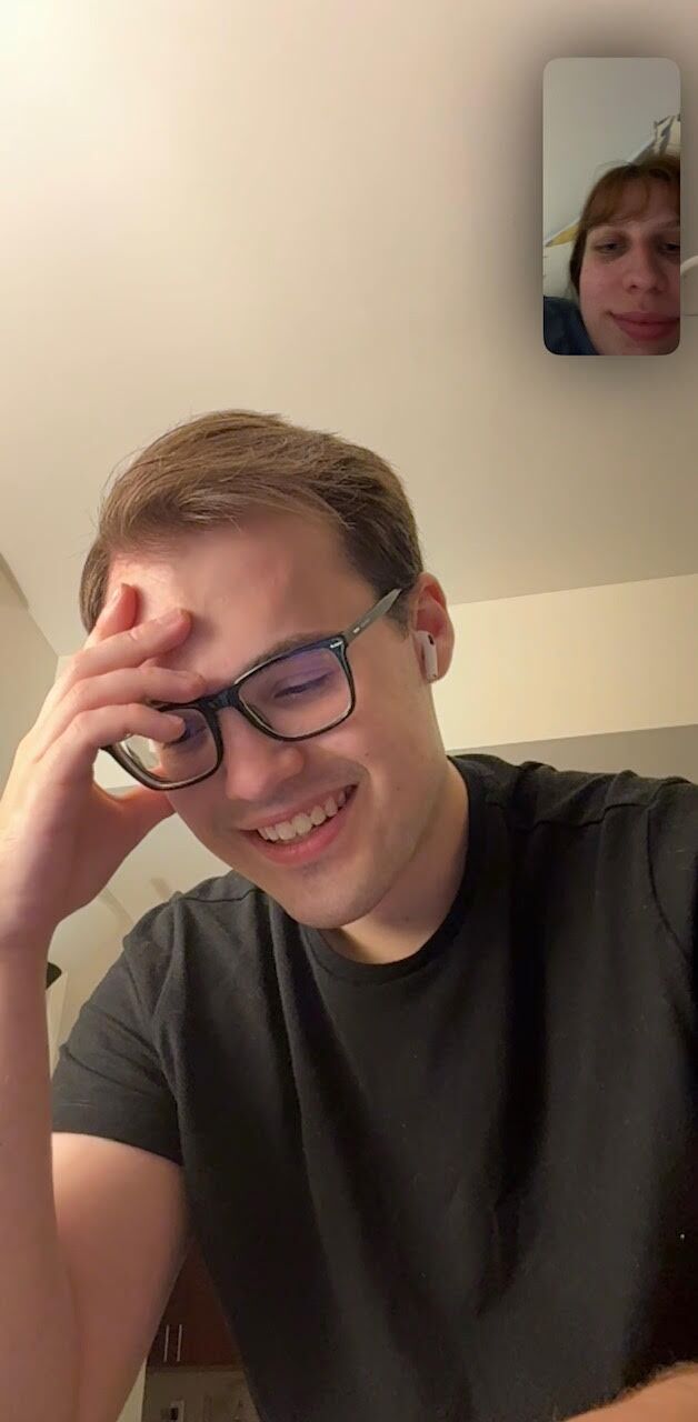 A screenshot from facetime conversations with the couple before they spent time together in person