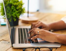 woman working on laptop