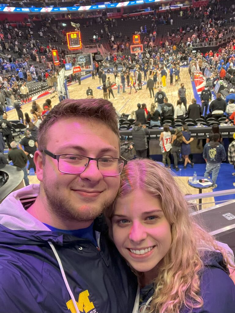 Alexis and Michael's first Pistons' Game. 