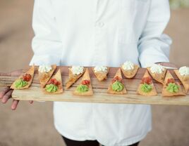 Guacamole and salsa tostadas passed appetizers