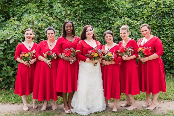 vintage red bridesmaid dresses