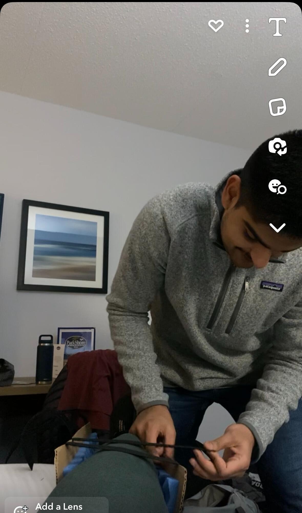 First trip together, tripped me while skiing