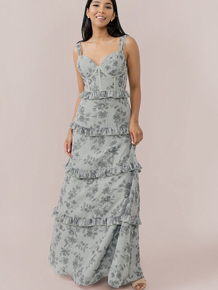 Revelry chiffon floral bridesmaid dress