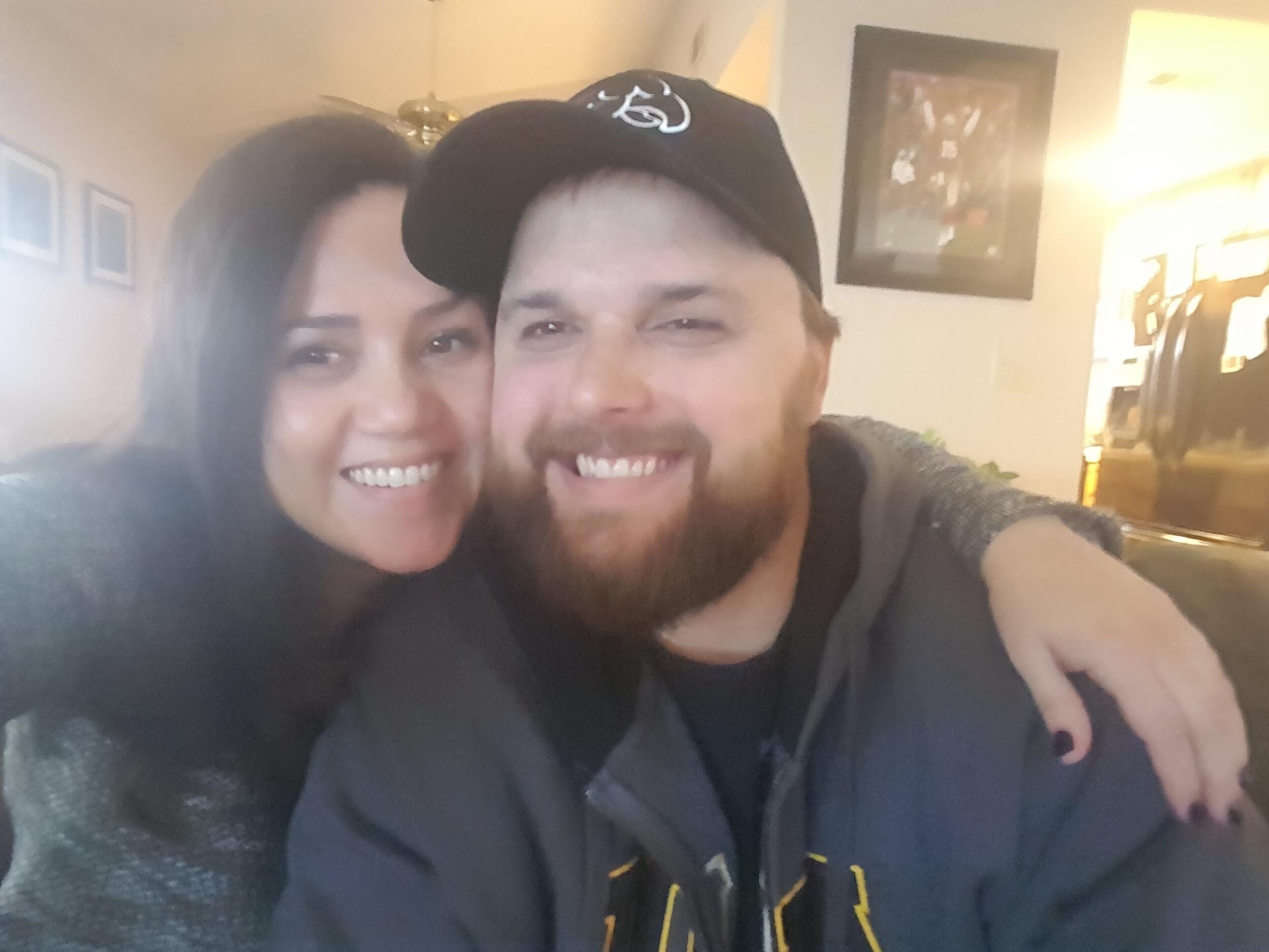Our first photo together. Iowa vs. Nebraska game at the Deerwood House.
