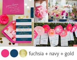 Navy, pink and gold wedding color palette