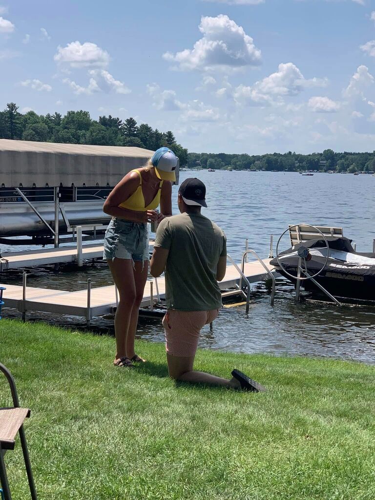 Ben got down on one knee in one of our favorite spots. His parents house in Amery, WI.