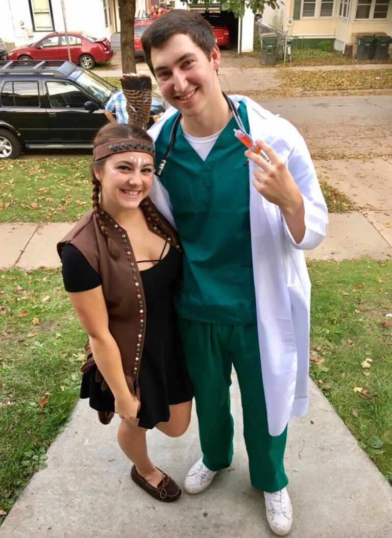 Sean & Emma started hanging out sophomore year of college on Halloween weekend. Pocahontas meets a doctor! 
