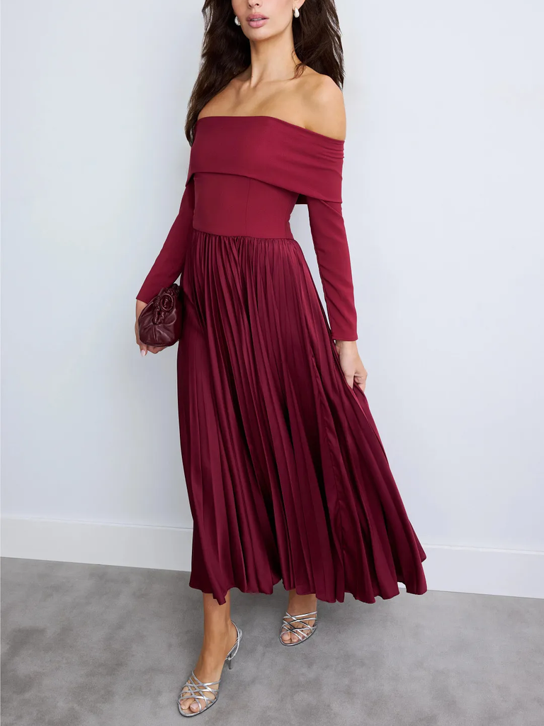 Rent the Runway maroon off-the-shoulder dress