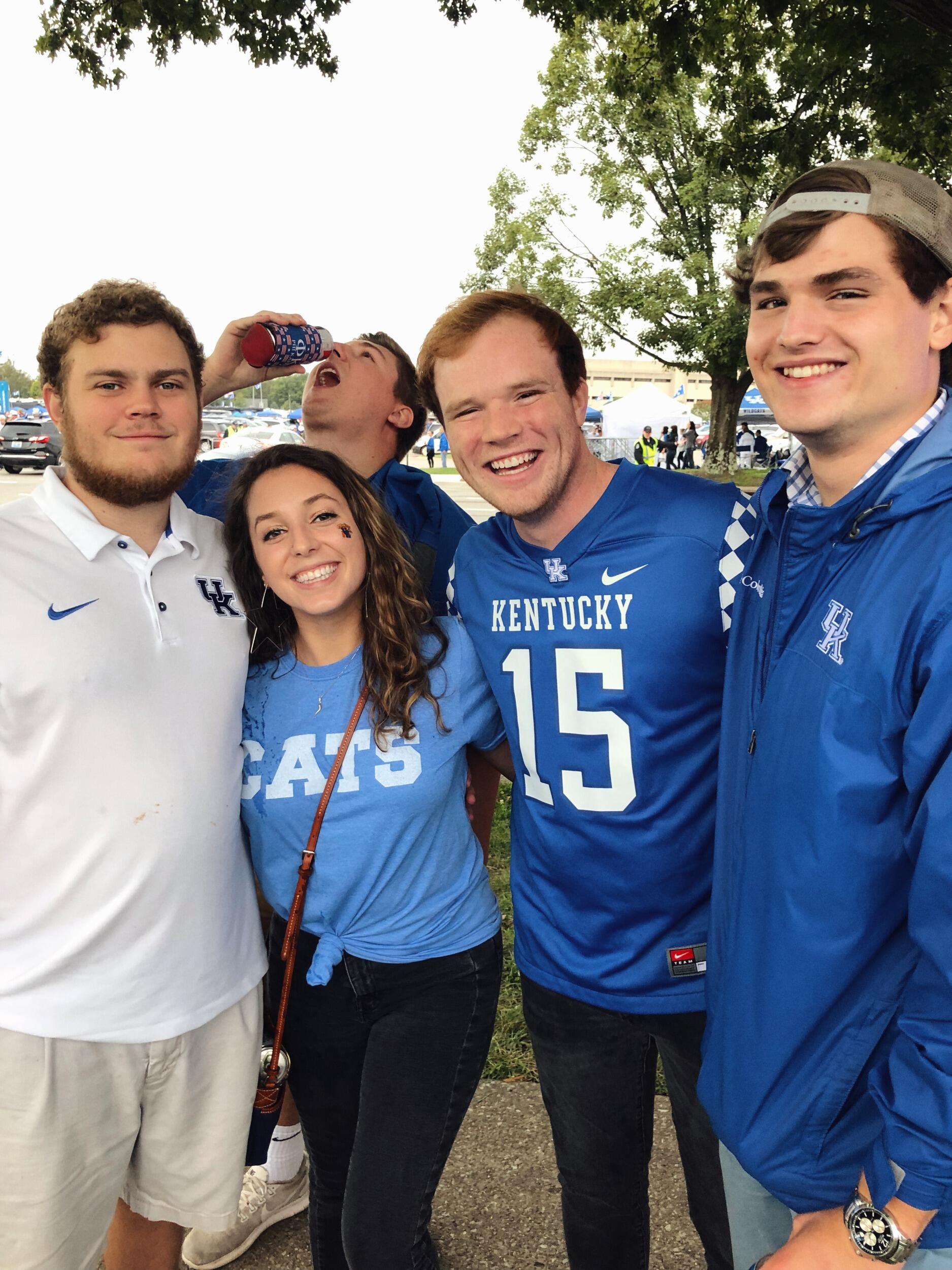 Best friends! Sam's first (and last) college football game.