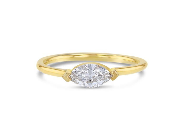 grace lee gold marquise diamond engagement ring with gold band