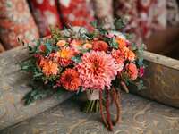 bright pink and orange wedding bouquet