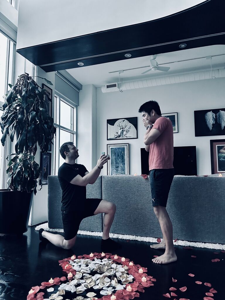 “Candle wax and Polaroids on the hardwood floor. You and me forevermore.” - Matthew proposed! 