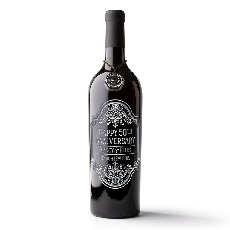 Engraved wine bottle