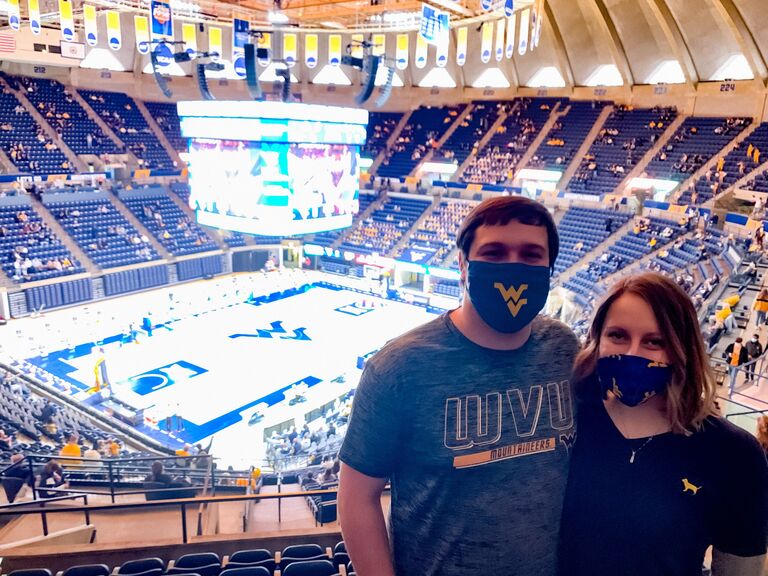 As a huge Mountaineer fan, Logan brought Steph to her first (but not last) WVU basketball game. You know it is true love if she attends a sports game for someone...and then ends up loving it!