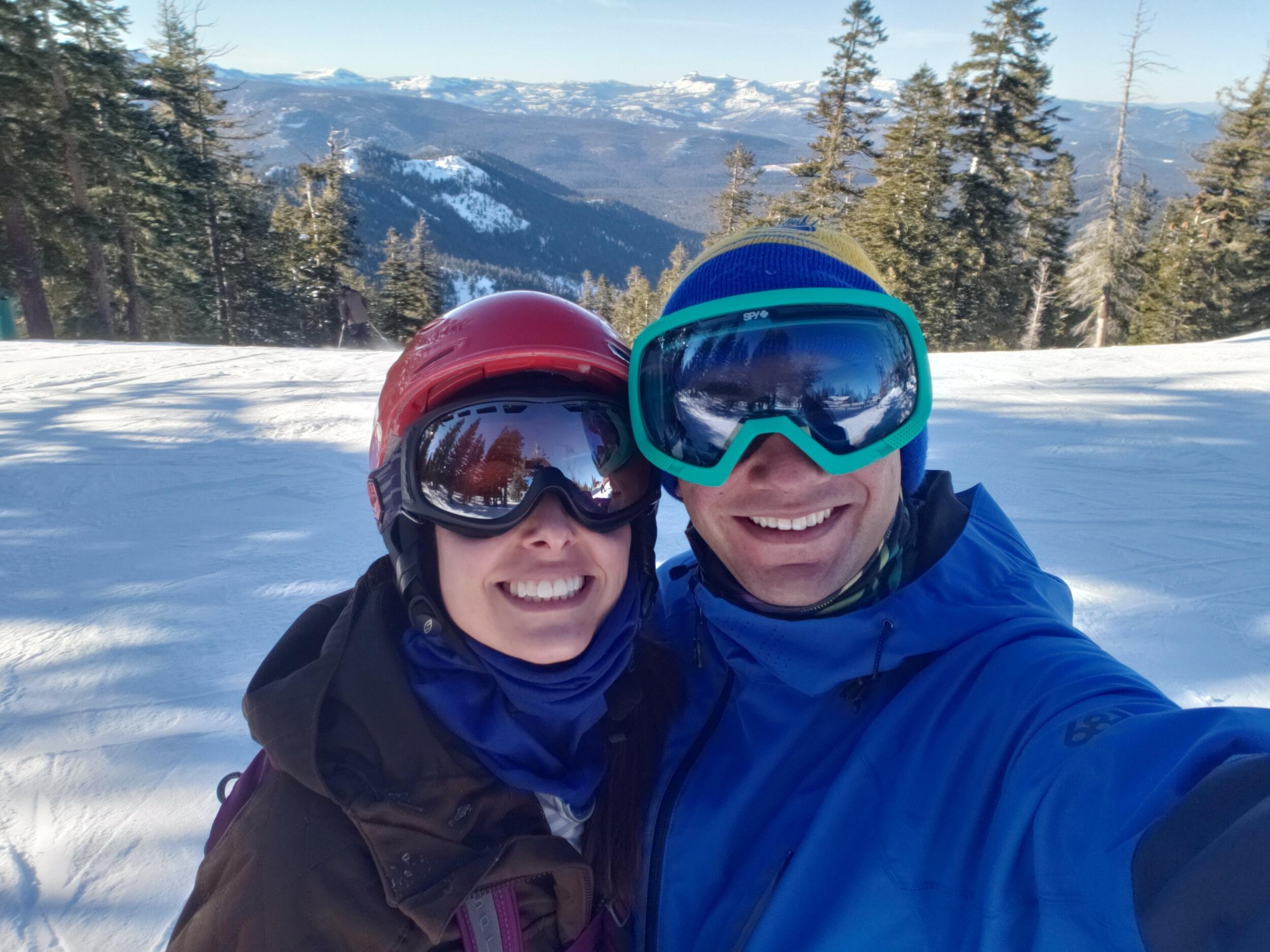 Second date at Northstar. Emily was going to snowboard alone then George called in sick to tag along.