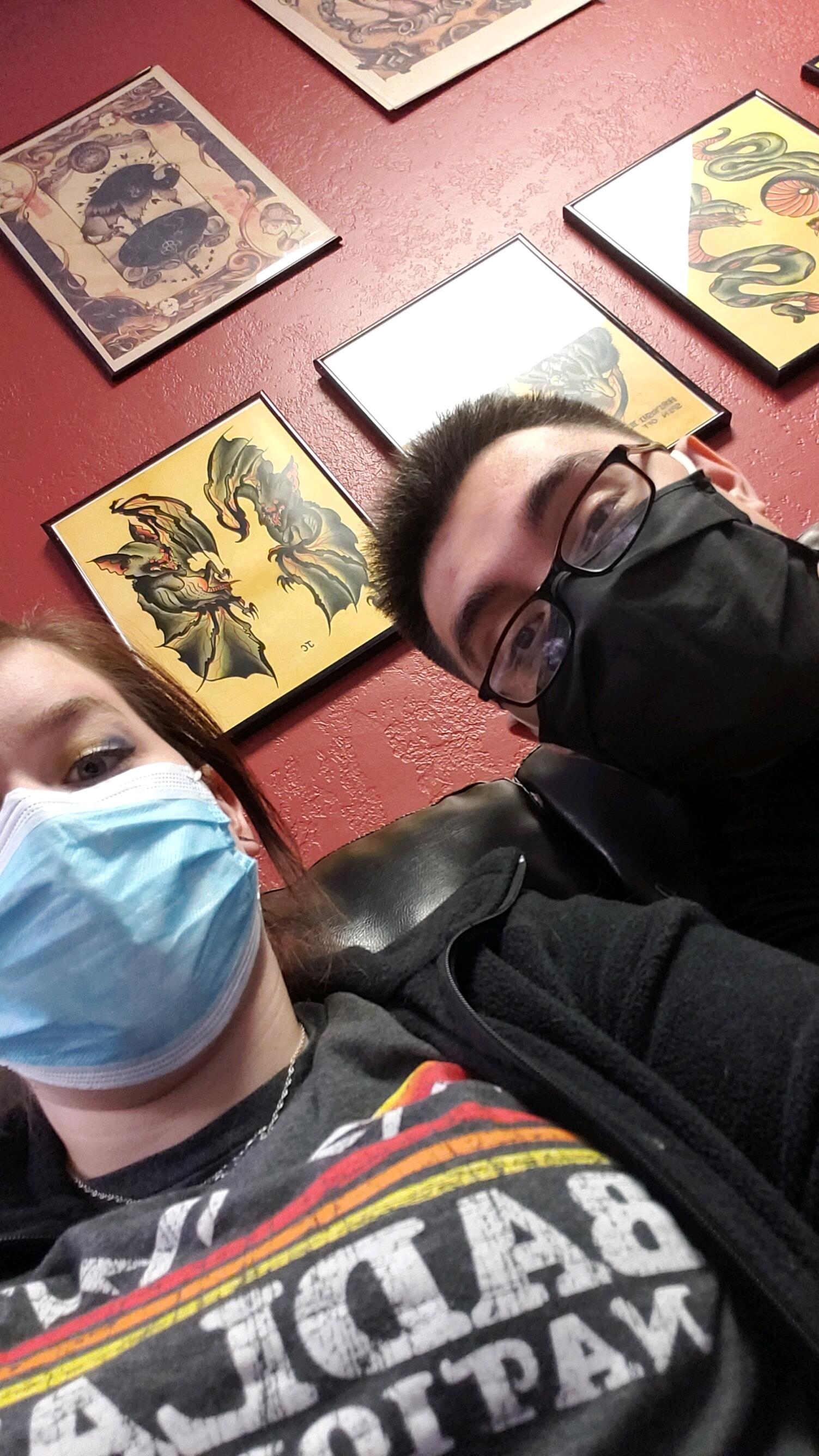 We both got tattoos together this day (not matching lol)