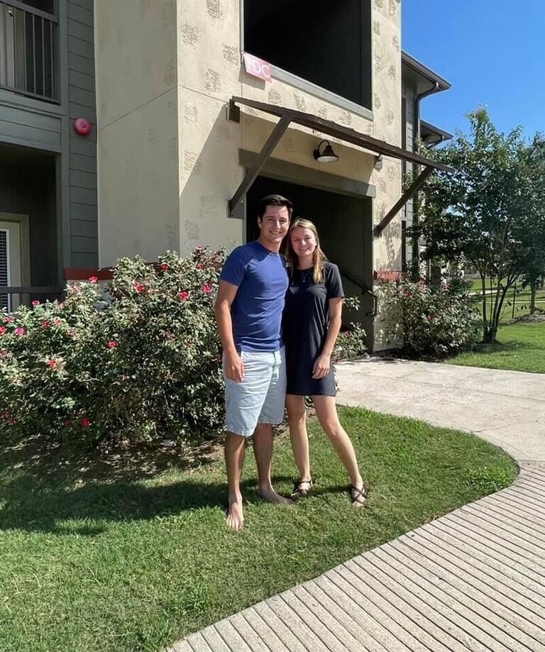 The day we moved into our first apartment, College Station, TX.