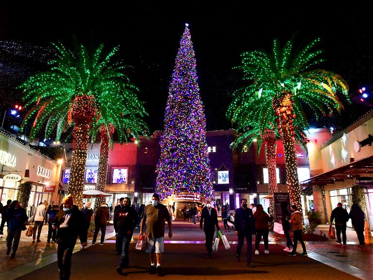 Christmas tree lights up the Citadel Outlets in Los Angeles