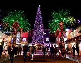 Christmas tree lights up the Citadel Outlets in Los Angeles