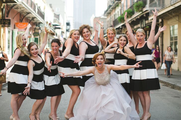 striped bridesmaid dresses