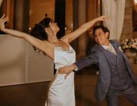 Bride and groom sharing first dance, wedding dance lessons in Connecticut