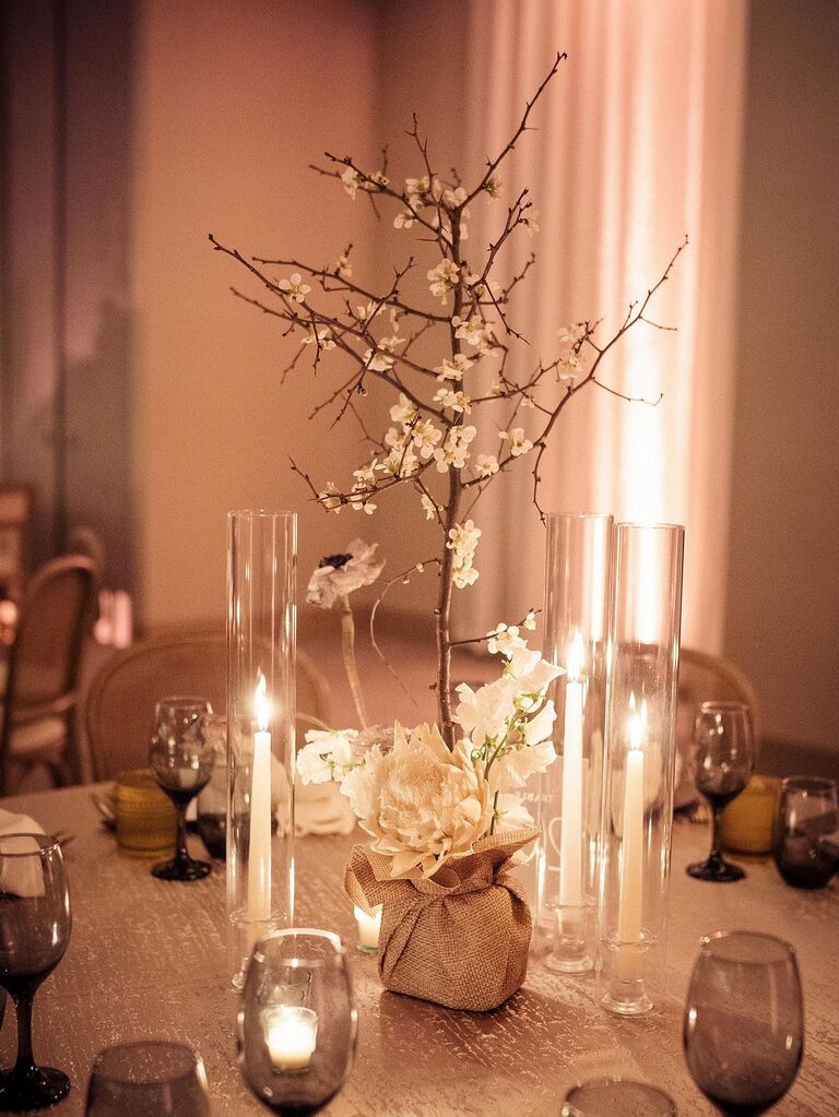 Tiny tree branch centerpiece