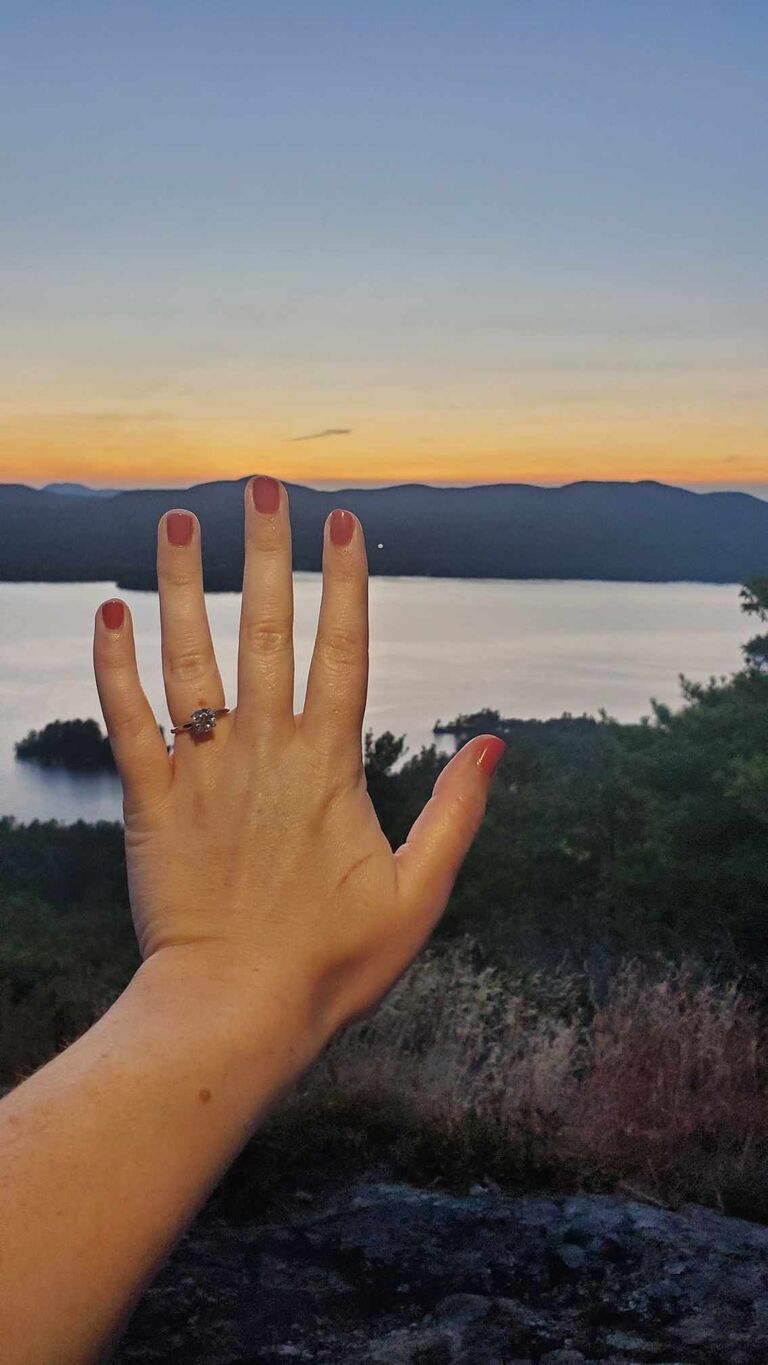 We're engaged! Matt proposed on a sunset hike at Shelving Rock Mountain