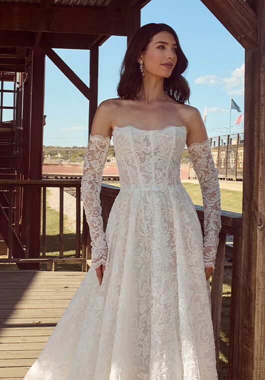 galina off the shoulder wedding dress La Perle LP2515 Galina Wedding Dress