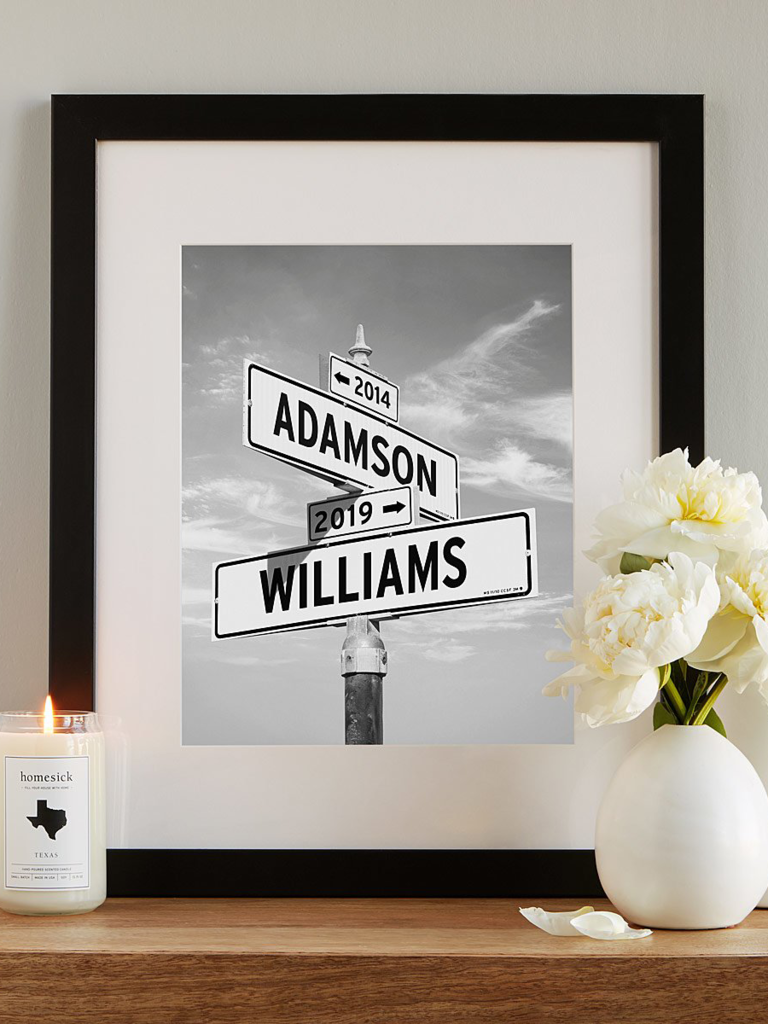 Personalized street signs art print engagement gift from parents