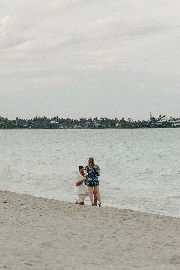 The proposal on Kailua Beach, a couple blocks from where Connor's mom grew up in Hawaii. Both families were there to celebrate that night. It couldn't have been a more special trip!