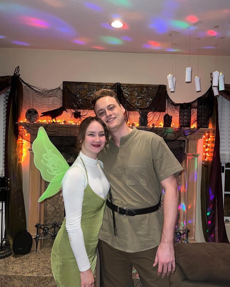 Celebrating Halloween 2022 as Peter Pan and Tinkerbell