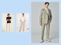 Three beach wedding outfits for groom
